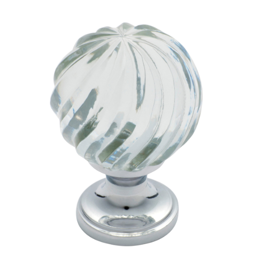 Fluted Swirl Glass Cupboard Knob