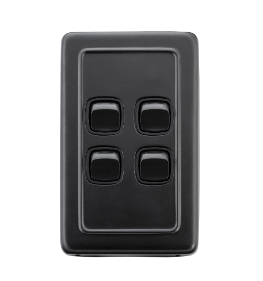 4 Gang Flat Plate Rocker Switches - W72mm