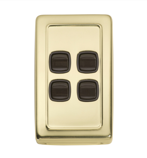 4 Gang Flat Plate Rocker Switches - W72mm