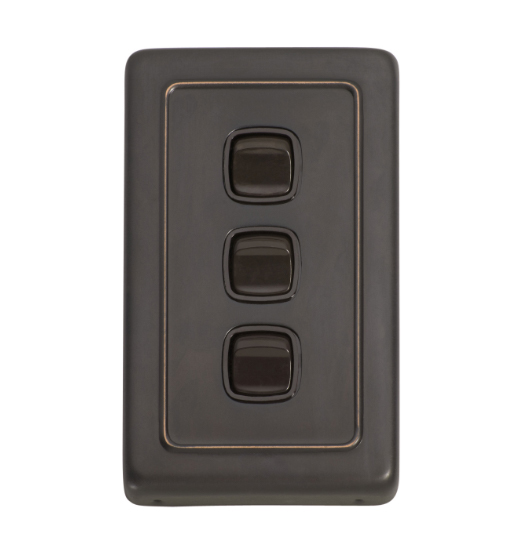 3 Gang Flat Plate Rocker Switches - W72mm