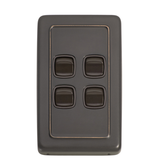 4 Gang Flat Plate Rocker Switches - W72mm