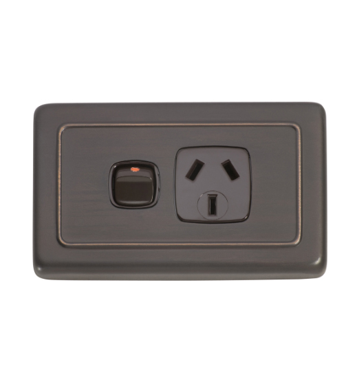 1 Gang Flat Plate Rocker Switches with Socket