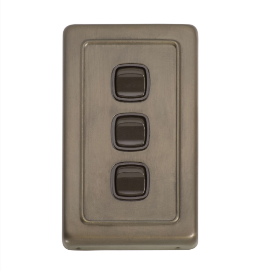 3 Gang Flat Plate Rocker Switches - W72mm