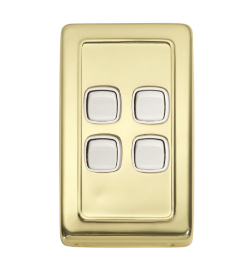 4 Gang Flat Plate Rocker Switches - W72mm