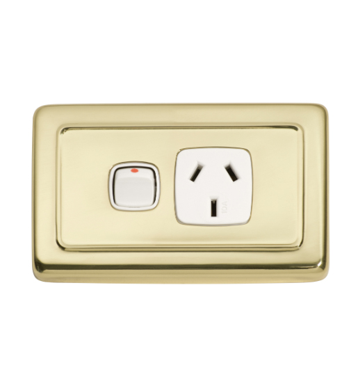 1 Gang Flat Plate Rocker Switches with Socket