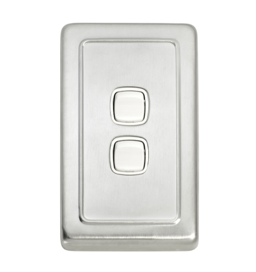 2 Gang Flat Plate Rocker Switches - W72mm