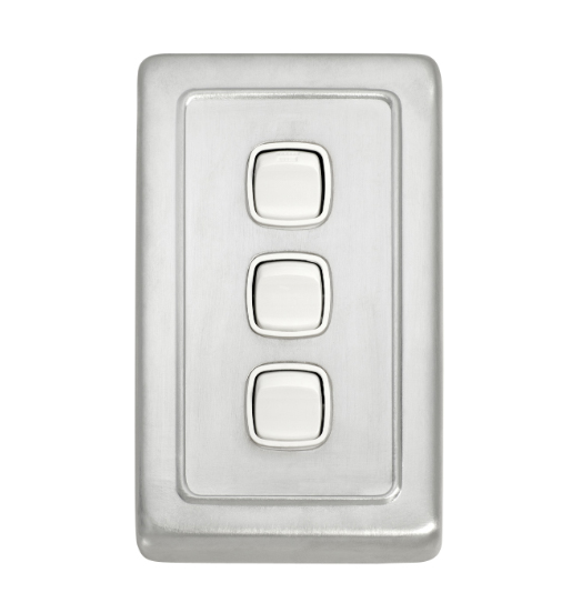 3 Gang Flat Plate Rocker Switches - W72mm