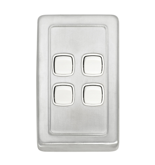 4 Gang Flat Plate Rocker Switches - W72mm