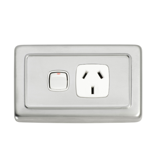 1 Gang Flat Plate Rocker Switches with Socket