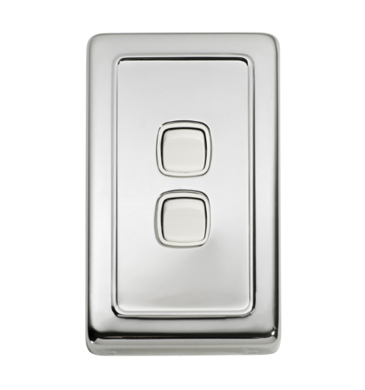 2 Gang Flat Plate Rocker Switches - W72mm