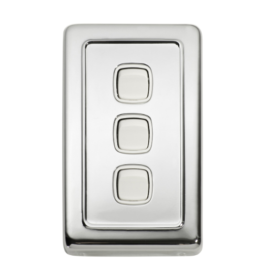 3 Gang Flat Plate Rocker Switches - W72mm