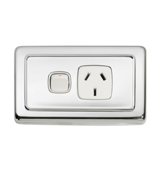 1 Gang Flat Plate Rocker Switches with Socket