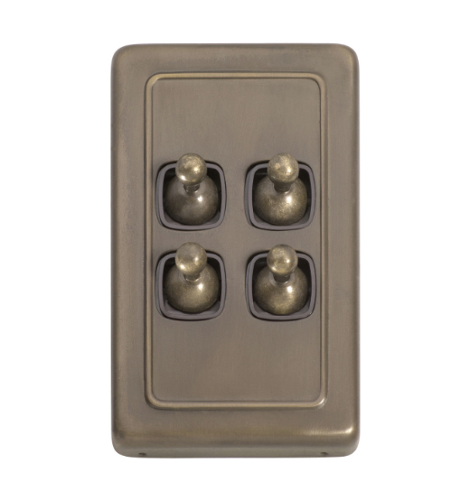 4 Gang Flat Plate Toggle Switches - W72mm