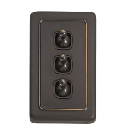 3 Gang Flat Plate Toggle Switches - W72mm