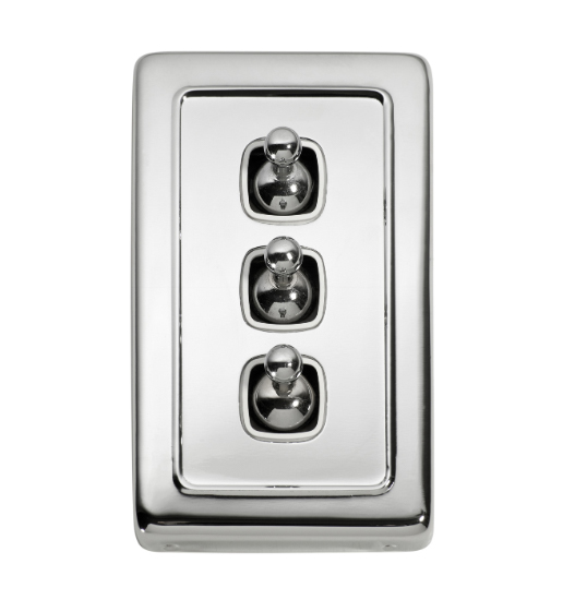 3 Gang Flat Plate Toggle Switches - W72mm