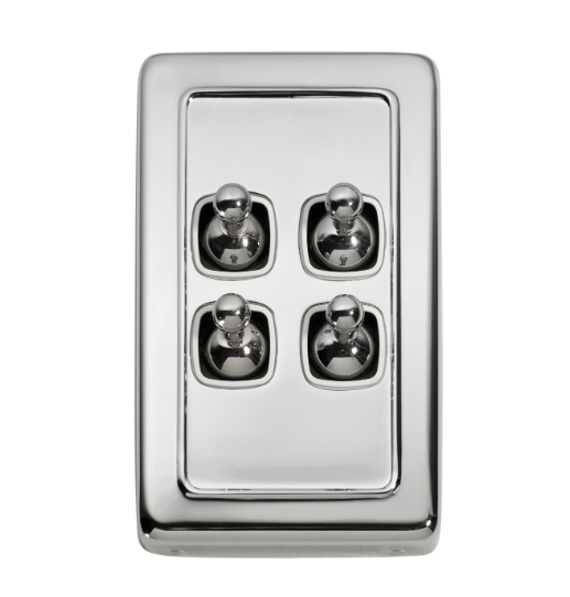 4 Gang Flat Plate Toggle Switches - W72mm