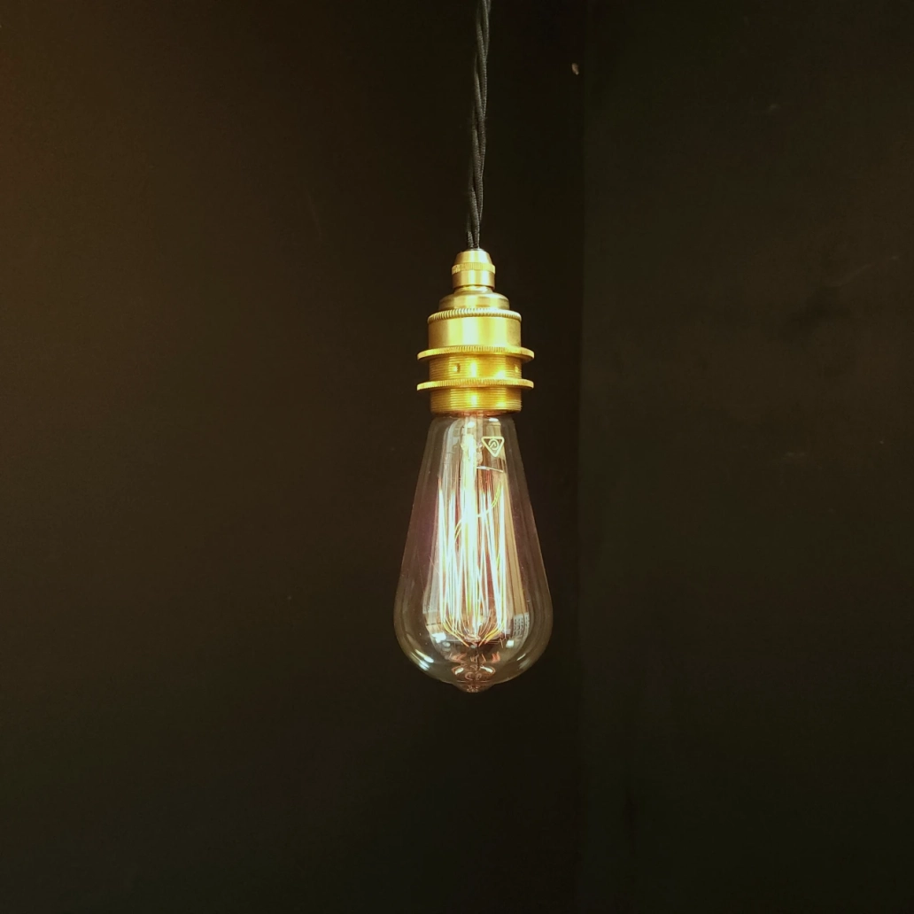 Bare Bulb Pendant on NEW BRASS