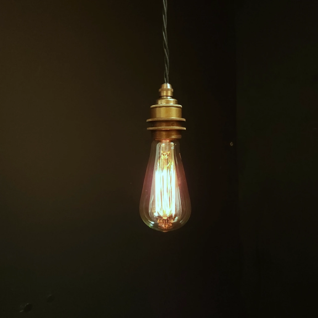 Bare Bulb Pendant on OLD BRASS