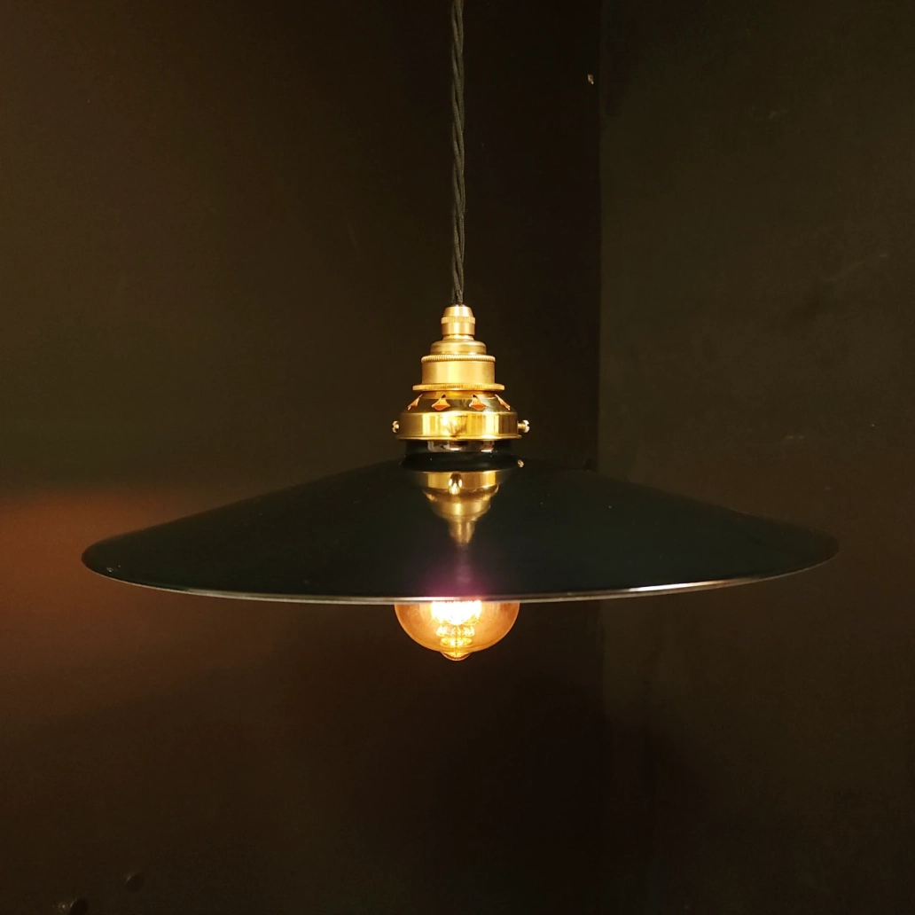 Black Flat Pendant on NEW BRASS