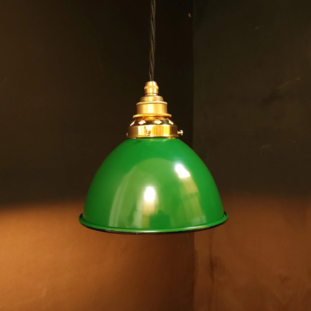 Green Dome Pendant on NEW BRASS