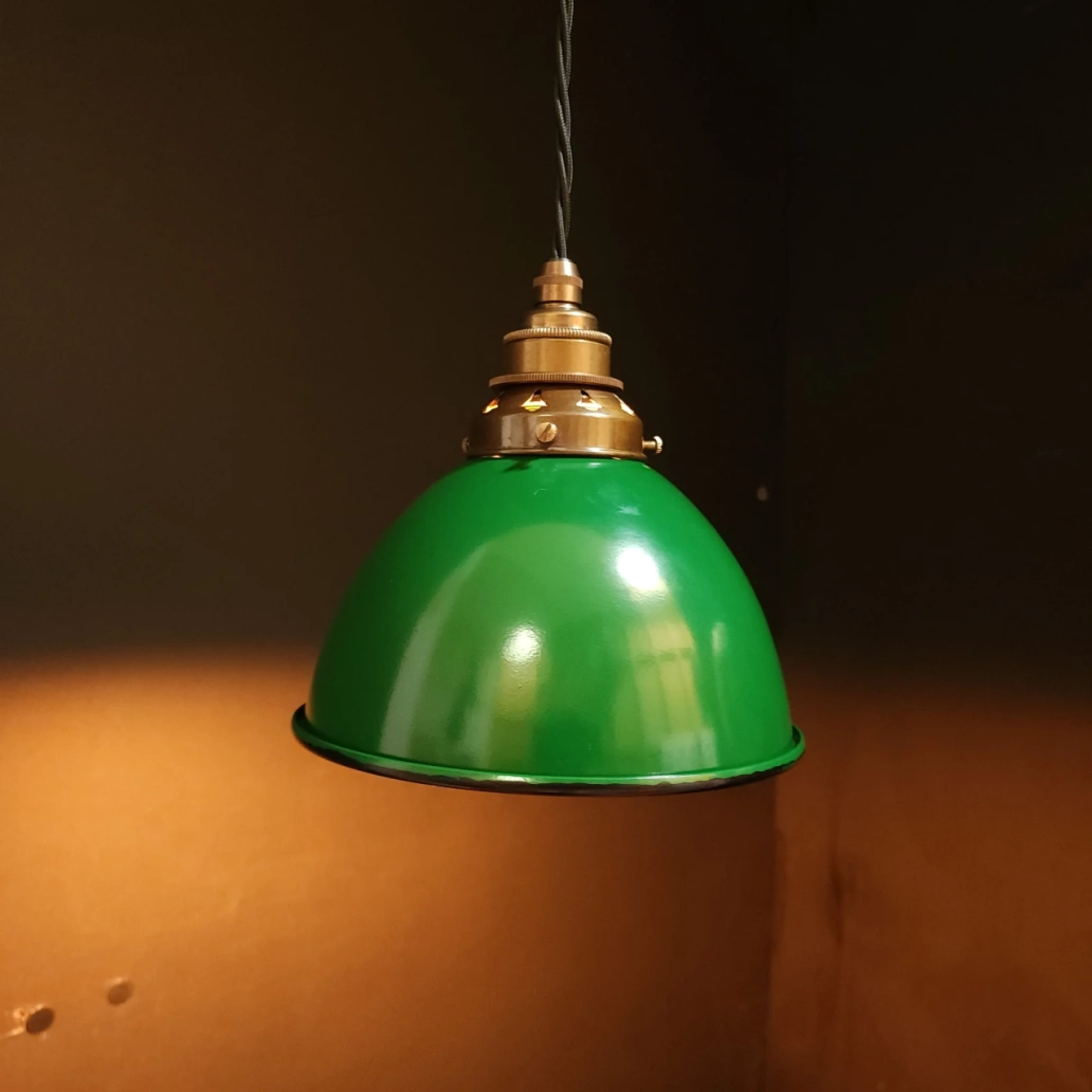 Green Dome Pendant on OLD BRASS