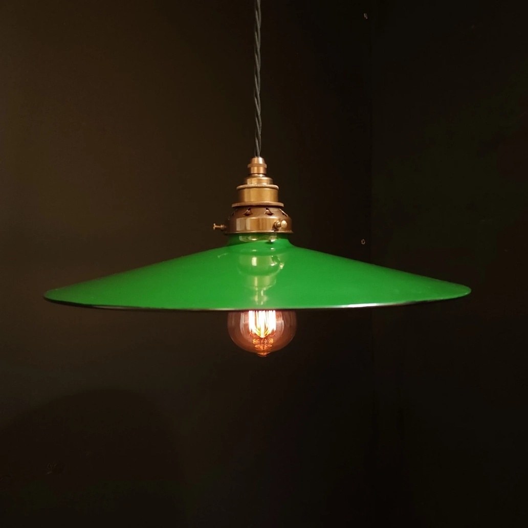 Green Flat Pendant on OLD BRASS.1