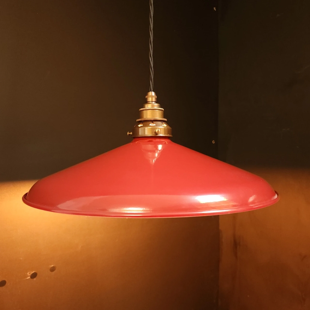 Red Curved Pendant on OLD BRASS