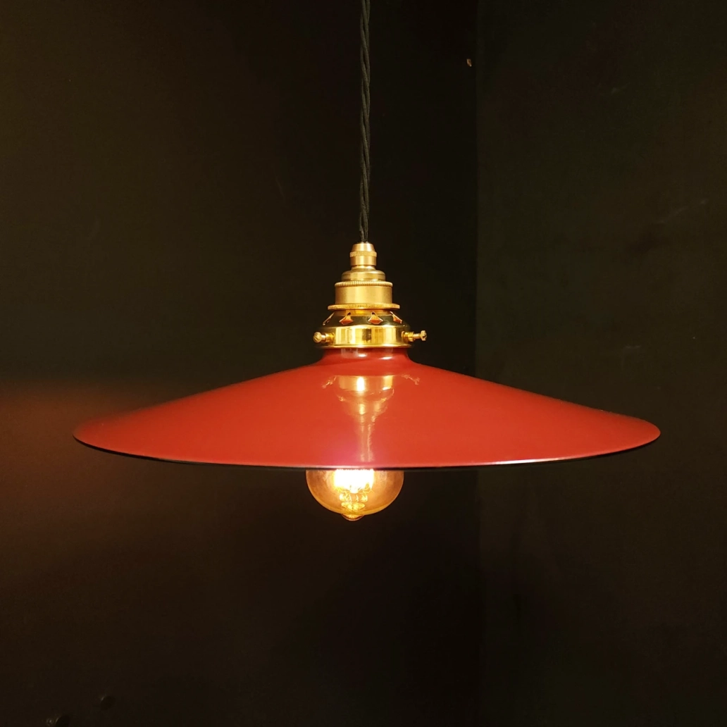 Red Flat Pendant on NEW BRASS