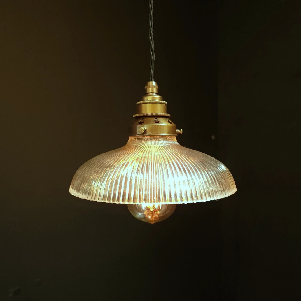 Small Curved Pendant on OLD BRASS